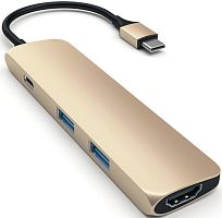 Разветвитель USB3.0 Satechi Slim Aluminum Type-C Multi-Port Adapter ST-CMAG Gold