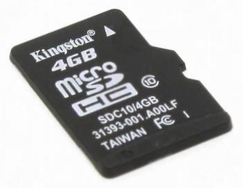 Карта памяти Micro SDHC Kingston 4ГБ SDC10/4GBSP Карта памяти Micro SDHC Kingston 4ГБ SDC10/4GBSP