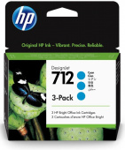    Hewlett Packard 712 3-Pack 29-ml Cyan DesignJet Ink Cartridge 3ED77A