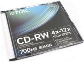 Диск CD-RW TDK 700МБ 4-12x CD-RW700HSCA5P
