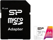 Карта памяти micro SDXC Silicon Power 64Gb SP064GBSTXBV1V20SP Elite + adapter