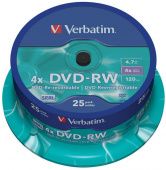 Диск DVD-RW Verbatim 4.7ГБ 4x 43639