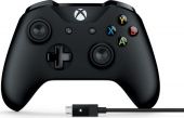 Геймпад Microsoft Xbox One + USB кабель для ПК черный USB 4N6-00002