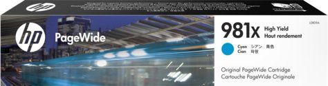 Оригинальный струйный картридж Hewlett Packard 981X Cyan PageWide L0R09A Оригинальный струйный картридж Hewlett Packard 981X Cyan PageWide L0R09A