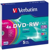 Диск DVD+RW Verbatim 4.7ГБ DataLifePlusSlim 4x Verbatim 43563