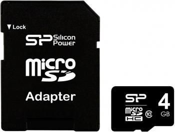 Карта памяти Micro SDHC Silicon Power 4ГБ SP004GBSTH010V10-SP Карта памяти Micro SDHC Silicon Power 4ГБ SP004GBSTH010V10-SP