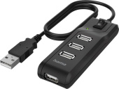 Разветвитель USB2.0 Hama H-200118 черный (00200118)