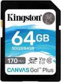 Карта памяти SDXC Kingston 64 Гб Canvas Go Plus SDG3/64GB