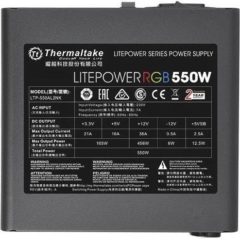 Блок питания Thermaltake 550W Litepower RGB PS-LTP-0550NHSANE-1 фото 3 Блок питания Thermaltake 550W Litepower RGB PS-LTP-0550NHSANE-1 фото 3