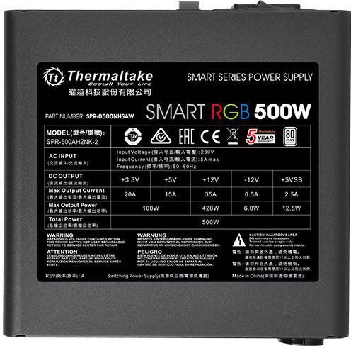 Блок питания Thermaltake 500W Smart RGB APFC PS-SPR-0500NHSAWE-1 фото 2 Блок питания Thermaltake 500W Smart RGB APFC PS-SPR-0500NHSAWE-1 фото 2