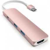 Разветвитель USB3.0 Satechi Slim Aluminum Type-C Multi-Port Adapter PINK ST-CMAR