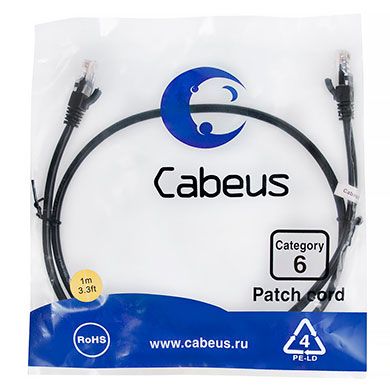 Патчкорд UTP Cabeus PC-UTP-RJ45-Cat.6-1m-BK фото 2 Патчкорд UTP Cabeus PC-UTP-RJ45-Cat.6-1m-BK фото 2