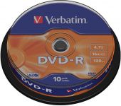 Диск DVD-R Verbatim 4.7ГБ 16x 43523