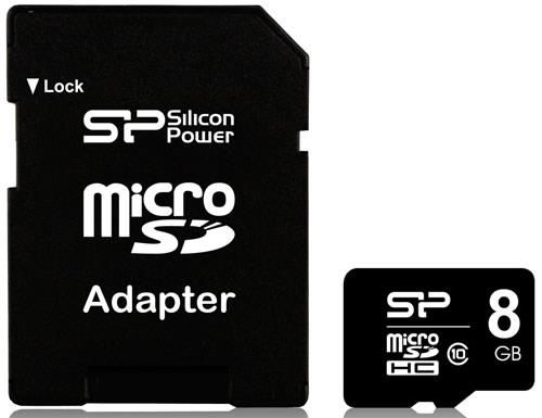 Карта памяти Micro SDHC Silicon Power 8ГБ SP008GBSTH010V10-SP Карта памяти Micro SDHC Silicon Power 8ГБ SP008GBSTH010V10-SP