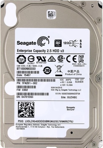 Жесткий диск SAS HDD 2.5 Seagate 1000ГБ (1ТБ) ST1000NX0333, Enterprise Capacity