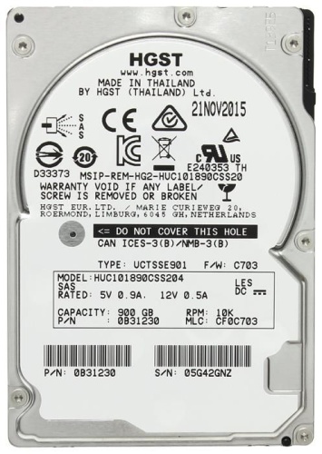 Жесткий диск SAS HDD 2.5 Hitachi 900GB Ultrastar C10K1800 HUC101890CSS204 0B31230 Жесткий диск SAS HDD 2.5 Hitachi 900GB Ultrastar C10K1800 HUC101890CSS204 0B31230