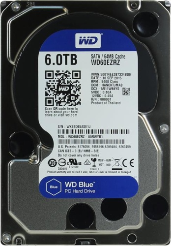 Жесткий диск SATA HDD Western Digital 6000ГБ Blue WD60EZRZ