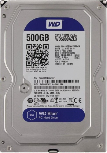 Жесткий диск SATA HDD Western Digital 500ГБ Blue WD5000AZLX