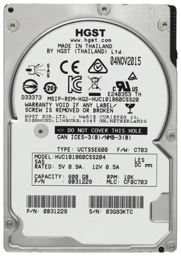 Жесткий диск SAS HDD 2.5 Hitachi 600Gb Enterprise HUC101860CSS204 C10K1800 0B31229 Жесткий диск SAS HDD 2.5 Hitachi 600Gb Enterprise HUC101860CSS204 C10K1800 0B31229