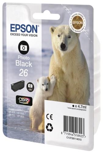 Оригинальный струйный картридж Epson T2611 C13T26114012 фото черный