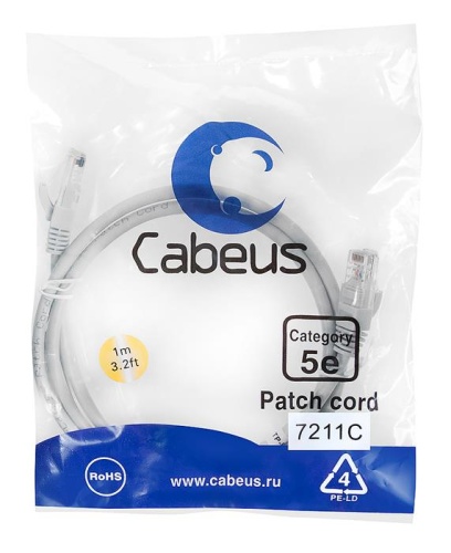 Патчкорд UTP Cabeus PC-UTP-RJ45-Cat.5e-1m Патчкорд UTP Cabeus PC-UTP-RJ45-Cat.5e-1m