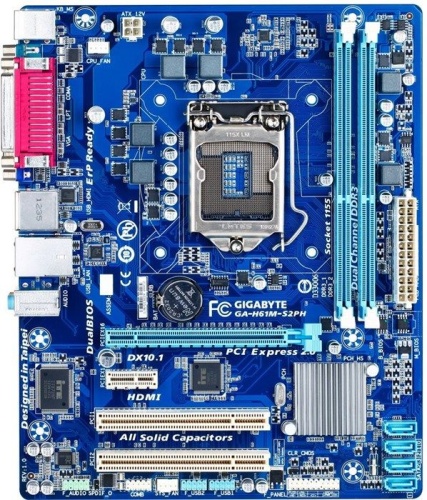 Мат. плата Socket1155 GIGABYTE GA-H61M-S2PH