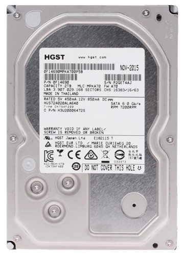 Жесткий диск SATA HDD Hitachi 2000ГБ Enterprise Ultrastar Raid Edition HUS724020ALA640