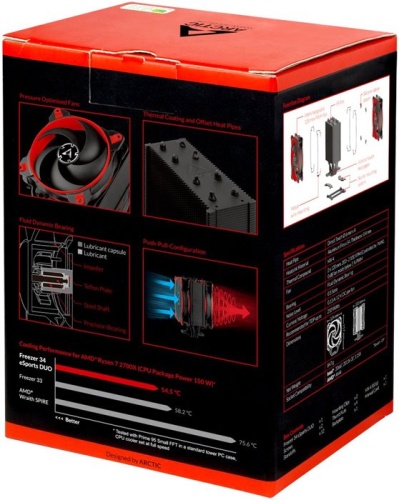 Кулер для процессора Arctic Cooling Freezer 34 eSports DUO - Red (ACFRE00060A) фото 2 Кулер для процессора Arctic Cooling Freezer 34 eSports DUO - Red (ACFRE00060A) фото 2