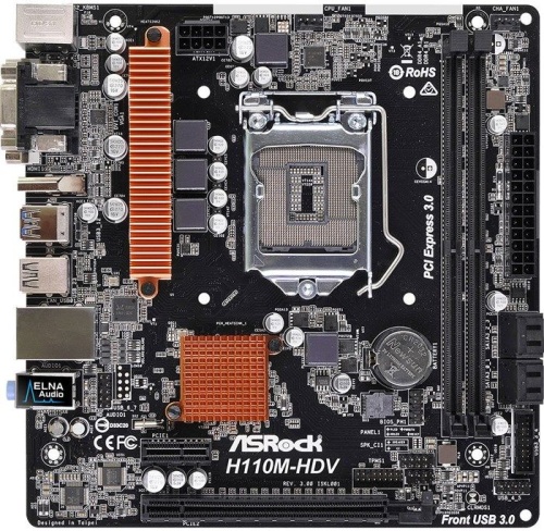 Мат. плата Socket1151 ASRock H110M-HDVR3.0