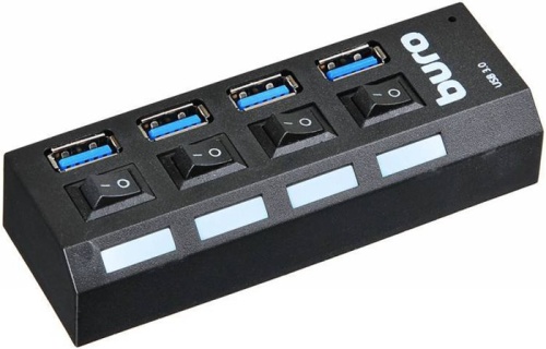 Разветвитель USB3.0 Buro BU-HUB4-U3.0-L черный фото 4