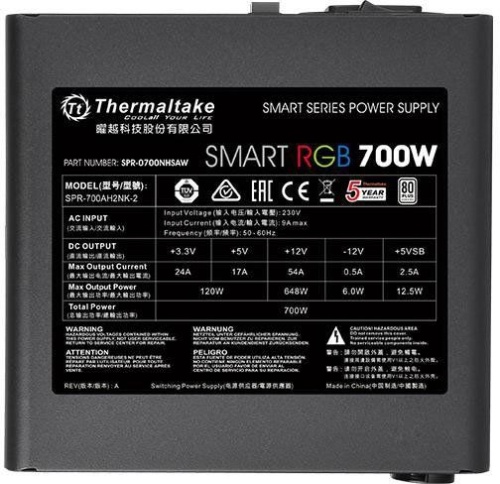 Блок питания Thermaltake 700W Smart RGB APFC PS-SPR-0700NHSAWE-1 фото 2