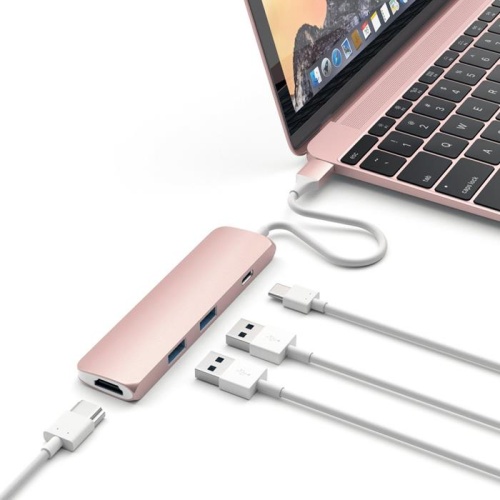 Разветвитель USB3.0 Satechi Slim Aluminum Type-C Multi-Port Adapter PINK ST-CMAR фото 3