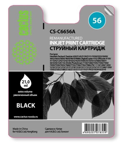 Картридж струйный совместимый Cactus CS-C6656A №56 черный