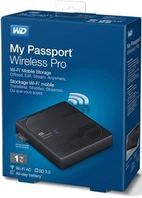 Внешний жесткий диск 2.5 Western Digital 1Tb My Passport Wireless WDBVPL0010BBK
