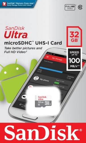 Карта памяти Micro SDHC SanDisk 32Gb SDSQUNR-032G-GN3MN