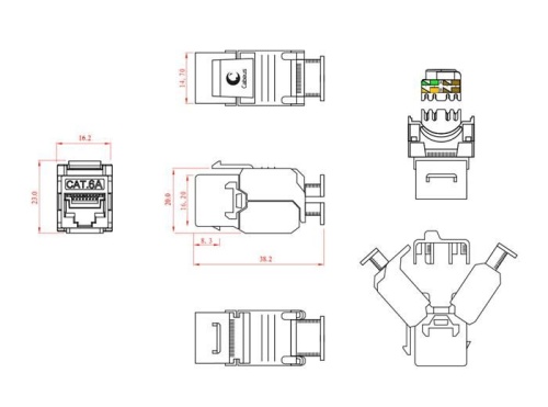 Модуль-вставка Cabeus KJ-RJ45-Cat.6A-SH-180-Toolless фото 6