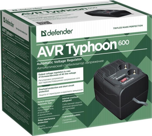 Стабилизатор напряжения Defender AVR TYPHOON 600 200 Вт 99032 фото 3