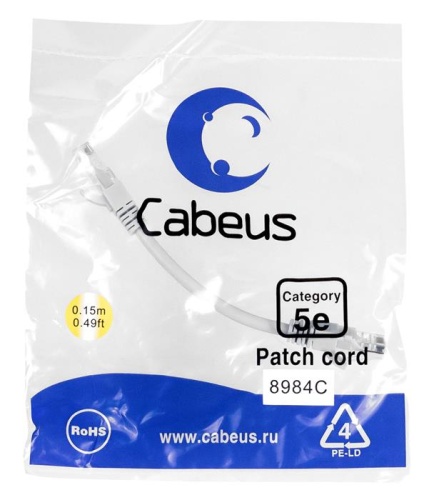 Патчкорд UTP Cabeus PC-UTP-RJ45-Cat.5e-0.15m-LSZH фото 2