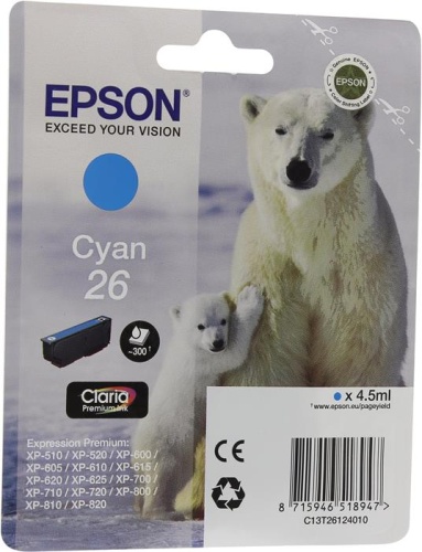 Оригинальный струйный картридж Epson T2612 (голубой) C13T26124010