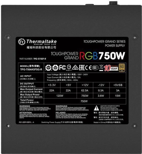 Блок питания Thermaltake 750W Toughpower Grand RGB 80+ gold PS-TPG-0750FPCGEU-R фото 3 Блок питания Thermaltake 750W Toughpower Grand RGB 80+ gold PS-TPG-0750FPCGEU-R фото 3