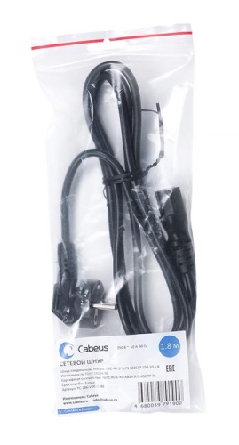 Кабель питания Cabeus PC-186-VDE-1.8M фото 5 Кабель питания Cabeus PC-186-VDE-1.8M фото 5