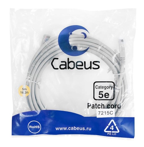 Патчкорд UTP Cabeus PC-UTP-RJ45-Cat.5e-5m Патчкорд UTP Cabeus PC-UTP-RJ45-Cat.5e-5m