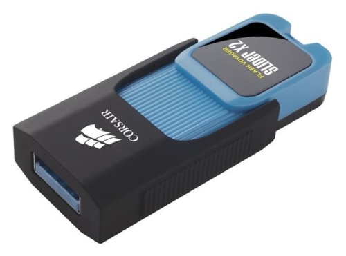 Накопитель USB flash Corsair 32Gb Voyager Slider X2 CMFSL3X2-32GB черный/голубой фото 2