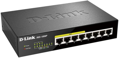 Коммутатор неуправляемый D-Link DGS-1008P/E1A фото 2 Коммутатор неуправляемый D-Link DGS-1008P/E1A фото 2