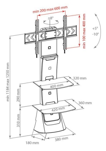 Подставка ARM MEDIA TRITON-10 light grey фото 4 Подставка ARM MEDIA TRITON-10 light grey фото 4