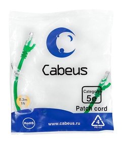  UTP Cabeus PC-UTP-RJ45-Cat.5e-0.3m-GN