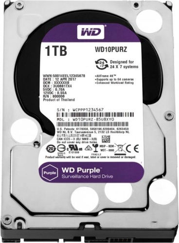 Жесткий диск SATA HDD Western Digital 1Tb WD10PURZ Video Purple