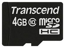 Карта памяти Micro SDHC Transcend 4ГБ microSDHC Class 10 TS4GUSDC10