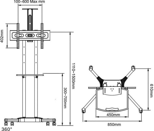 Подставка ARM MEDIA PT-STAND-12 black фото 2 Подставка ARM MEDIA PT-STAND-12 black фото 2