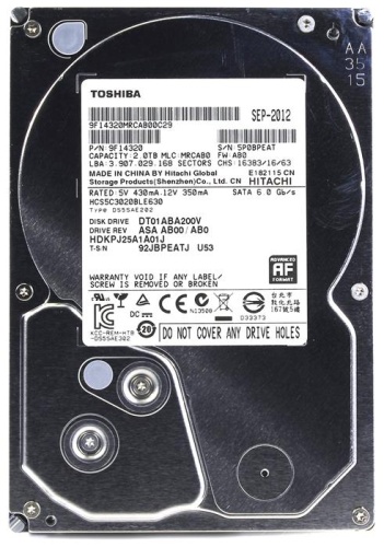 Жесткий диск SATA HDD Toshiba 2TB DT01ABA200V